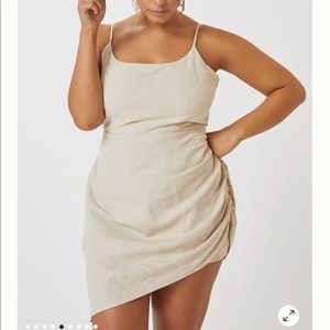 Anthropologie Flat White Ruched Mini Dress